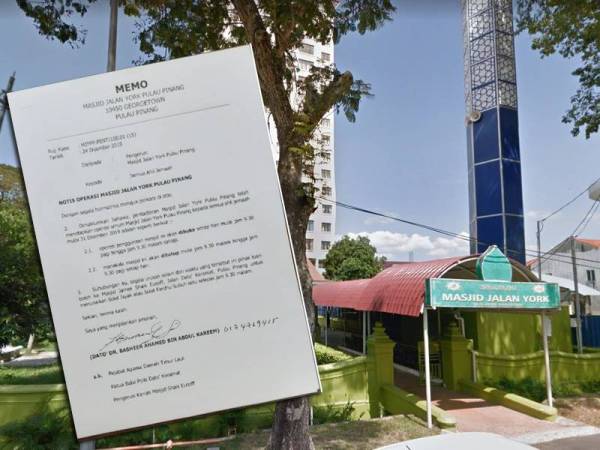 Notis yang dikeluarkan pada 24 Disember lalu berhubung had operasi masjid.