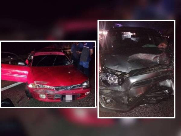 Kemalangan membabitkan Proton Satria dan Mitsubishi ASX di KM 448.0 Lebuhraya Utara Selatan arah selatan awal pagi tadi.