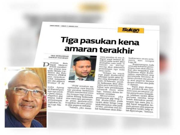 Laporan Sinar Harian semalam. (Gambar kecil: Jamal Nasir Ismail)