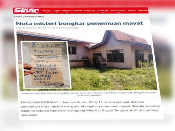 Laporan Sinar Harian 21 Januari lalu.