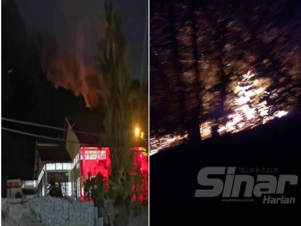 Kebakaran hutan yang berlaku di Bukit Bendera awal pagi tadi.