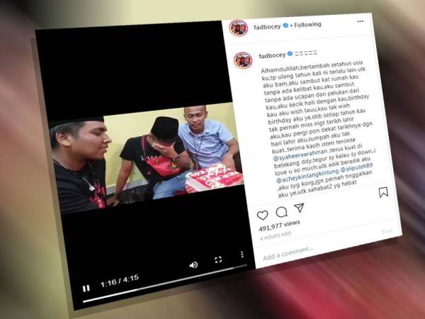 Video yang telah dikongsikan oleh Fad menerusi laman Instagram tular di media sosial yang meraih 491,977 tontonan.