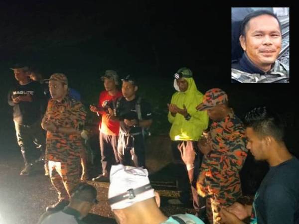 Anggota bomba dan penyelamat semasa operasi membawa turun mayat pendaki dari Gunung Basor. Gambar kecil: Zulkifli