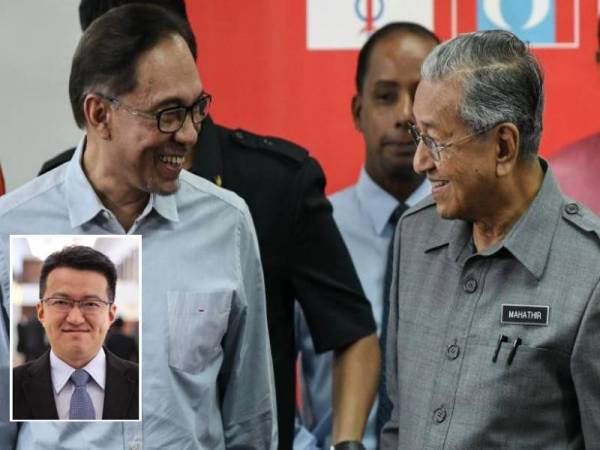 Dr Mahathir dan Anwar. (Gambar kecil: Liew Chin Tong)