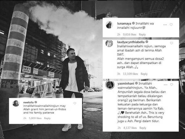 Ashraf memuat naik fotonya ketika berada di New York tiga hari lalu. - Foto Instagram Ashraf Sinclair
Antara ucapan rakan-rakan artis yang terkejut dengan pemergian arwah.