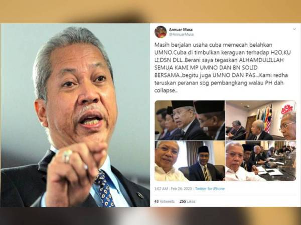 Annuar memuat naik status di Twitter beliau hari ini. 