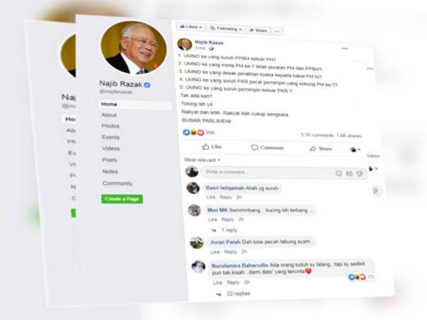 Hantaran di Facebook Najib 