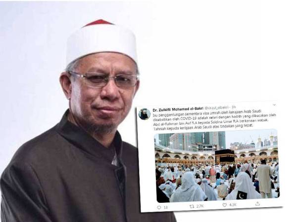 Kenyataan Twitter Zulkifli yang memuji tindakan Kerajaan Arab Saudi untuk menggantung sementara pengeluaran visa umrah sebagai usaha pencegahan berikutan penularan Covid-19.