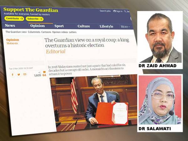 Tangkap layar laporan akhbar The Guardian kelmarin.