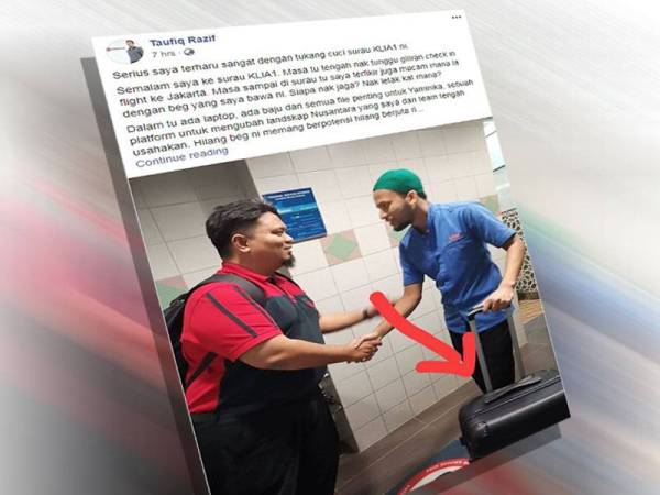 Paparan Facebook Taufiq yang menceritakan tentang rezeki si tukang cuci surau KLIA menarik perhatian ramai.