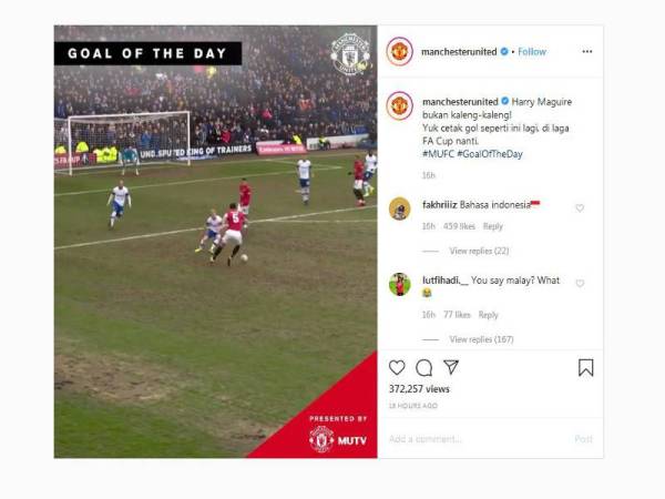 Paparan Instagram Manchester United