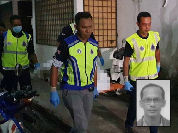 Mayat mangsa dibawa ke Unit Forensik Hospital Seberang Jaya untuk bedah siasat. Gambar kecil: Zahari