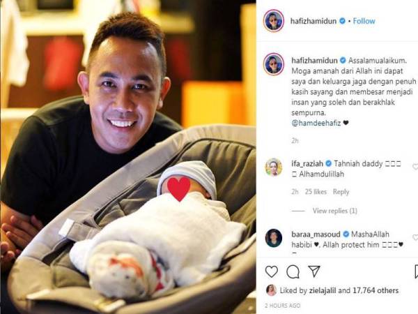 Hafiz Hamidun berkongsi berita gembira mengambil anak angkat di Instagram miliknya. 