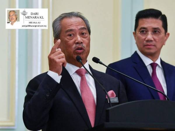 Perdana Menteri Tan Sri Muhyiddin Yassin pada sidang media selepas mempengerusikan Mesyuarat Kabinet di Bangunan Perdana Putra. -Foto Bernama