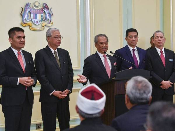 Muhyiddin pada sidang akhbar selepas mempengerusikan Mesyuarat Kabinet di Bangunan Perdana Putra, Putrajaya baru-baru ini. - Foto Bernama