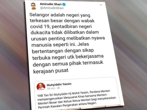 Amirudin memuat naik status di Twitter peribadinya hari ini