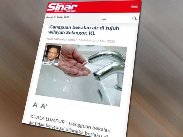 Laporan Sinar Harian Online kelmarin.