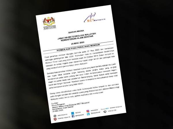 Kenyataan MetMalaysia hari ini.