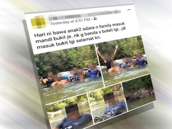 Gambar dan status sebuah keluarga yang sedang mandi-manda di sebuah kawasan hutan lipur dipercayai ketika PKP sedang dilaksanakan itu tular di media sosial.