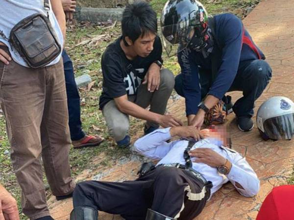 Seorang anggota trafik yang sedang melakukan Ops Covid-19 di Seksyen 15, Shah Alam, 20 Mac lalu cedera patah tulang rusuk kiri dan luka di bibir serta betis selepas dilanggar suspek yang menaiki motosikal.