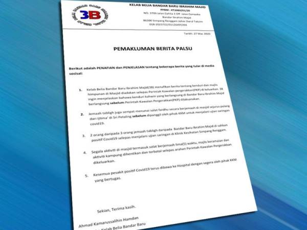 Pemakluman berhubung penafian dan penjelasan berita tular tentang Bandar Baru Ibrahim Majid.