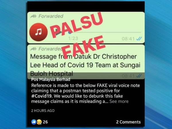 Pos Malaysia menerusi laman Facebooknya menafikan posmen positif Covid-19 meludah di surat untuk menyebarkan wabak itu.