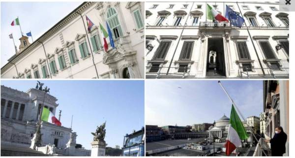 Bendera dikibarkan separuh tiang di seluruh Itali pada hari ini sebagai memperingati mangsa yang maut akibat koronavirus (Covid-19) 