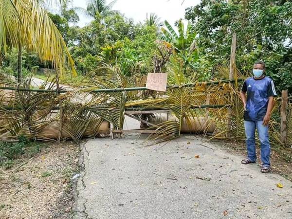 Bina pagar buluh  pelepah kelapa jaga pergerakan penduduk