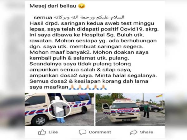 Status dan video yang tular di Facebook semalam.