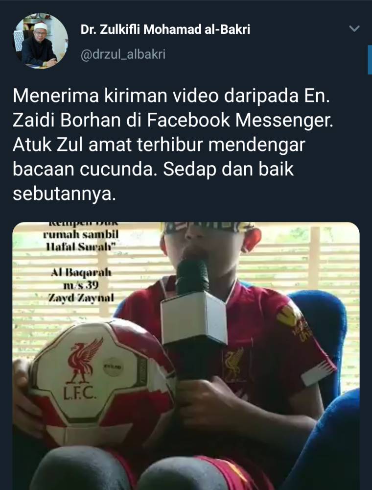 Paparan Twitter Dr Zulkifli mencuri perhatian orang ramai.