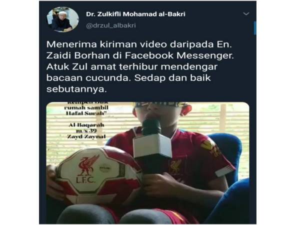 Paparan Twitter Dr Zulkifli mencuri perhatian orang ramai.