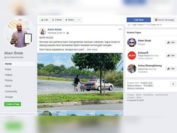 Perkongsian di Facebook Abam Botak