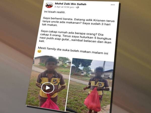 Kisah adik Krisnen yang dikongsi 'Mohd Zaki bin Salleh' di Facebook