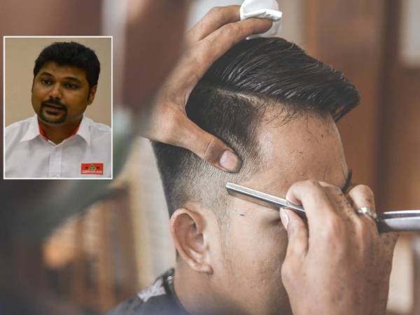 Kedai gunting rambut antara yang dibenar beroperasi semula sebelum ini pada fasa ketiga PKP bermula 15 April. Gambar kecil: H Puvaniten