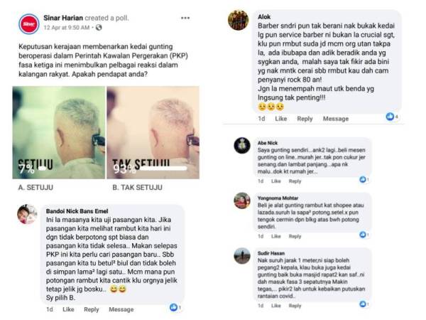 Kaji selidik menerusi laman Facebook rasmi Sinar Harian.