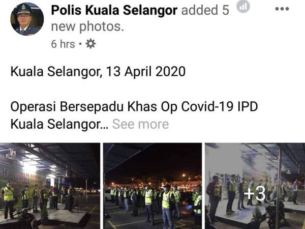 Polis memuat naik status berhubung tangkapan itu di Facebook Polis Kuala Selangor malam tadi.