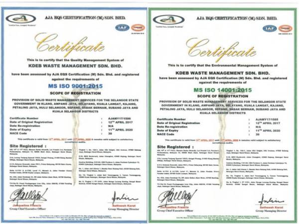 Operasi cawangan KDEBWM diiktiraf ISO 9001, 14001