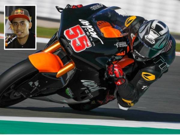 Hafizh Syahrin ketika menjalani sesi ujian pramusim 2020 pertama kelas Moto2 di Litar Ricardo Tormo di Valencia, Sepanyol.