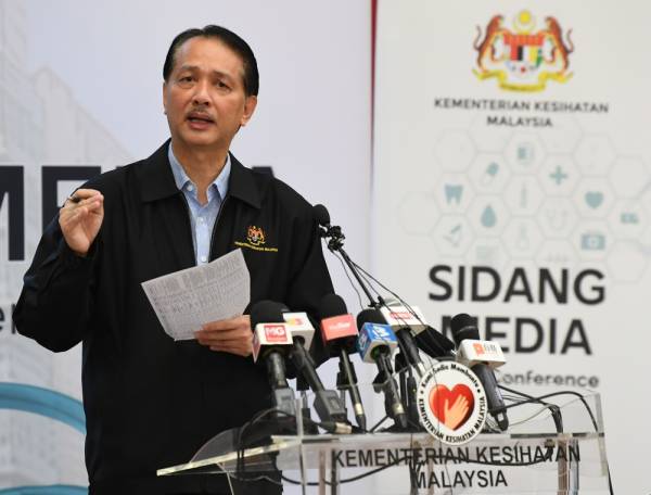 Dr Noor Hisham pada sidang media harian berkaitan jangkitan Covid-19 di Kementerian Kesihatan hari ini. -Foto Bernama