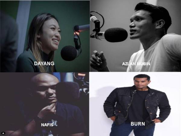 Empat hos yang juga penyampai radio Astro Arena iaitu Dayang Zainatul Aqma, Azlan Mubin, Nafis Abdullah dan Burn.