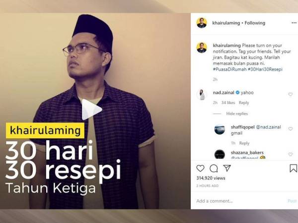 Hantaran Khairul Aming di Instagram miliknya hari ini buat netizen teruja.