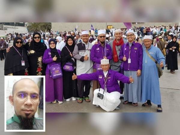 Mohd Johari bersama jemaah umrah yang dikendalikannya pada Ramadan tahun lalu. (Gambar kecil: Johari)