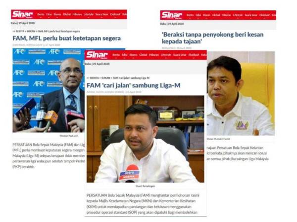 Laporan Sinar Harian sebelum ini berhubung aksi saingan Liga-M yang terpaksa ditangguhkan akibat pandemik Covid-19.