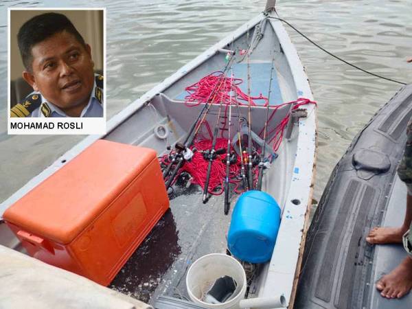 Antara peralatan pancing yang dirampas susulan penahanan dua lelaki ketika sedang memancing di 30 batu nautika dari Pulau Ketam, Pelabuhan Klang, semalam.