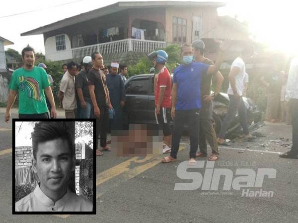 Long Hairul Nahan maut dalam kejadian yang berlaku jam 6.20 petang di Kampung Banggol, Jalan Pantai Cahaya Bulan. (Gambar Kecil: Long Hairul Nahan Long Chik)