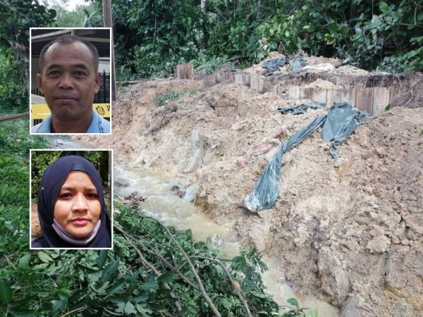 Penduduk mendakwa masih berlaku pergerakan tanah di kawasan runtuhan di Jalan Kelab Ukay 4, Bukit Antarabangsa. Gambar kecil dari atas: Normal, Suzana