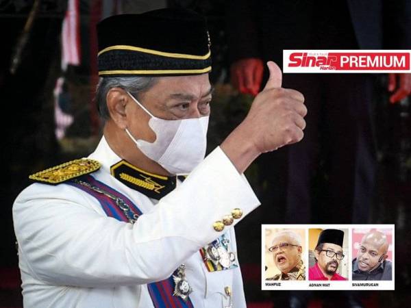 Muhyiddin menunjukkan tanda bagus selepas selesai Istiadat Pembukaan Mesyuarat Penggal Ketiga Parlimen ke-14. - Foto Bernama