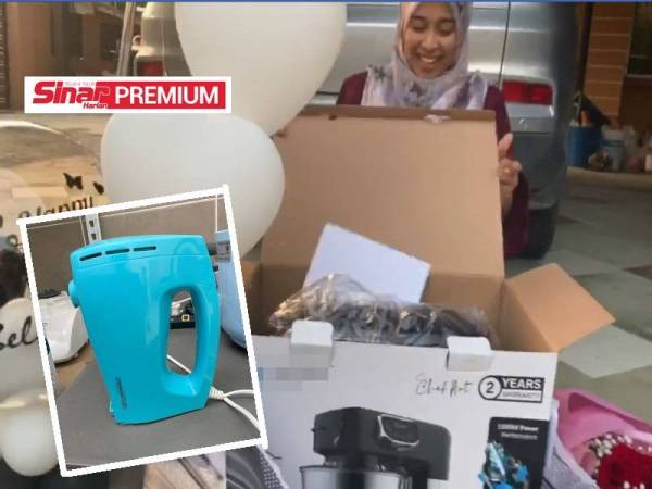 Wan Nuraiman terkejut dan teruja menerima hadiah mesin pengadun dari suaminya sempena hari lahir ke-27.