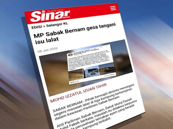 Keratan portal Sinar Harian.