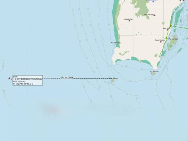 Lokasi yang dipercayai bot fiber yang dinaiki mangsa karam.